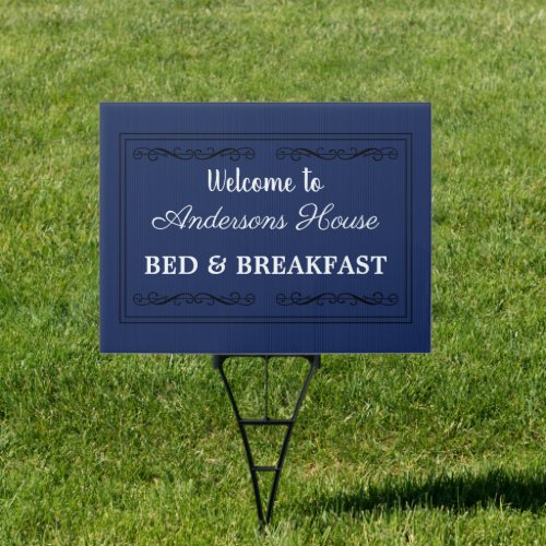 Rustic Bed and Breakfast family name yard sign