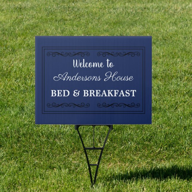 Rustic Bed and Breakfast family name yard sign (Insitu)