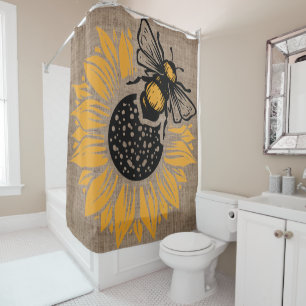 Rustic Bee and Sunflower Home Decor Shower Curtain