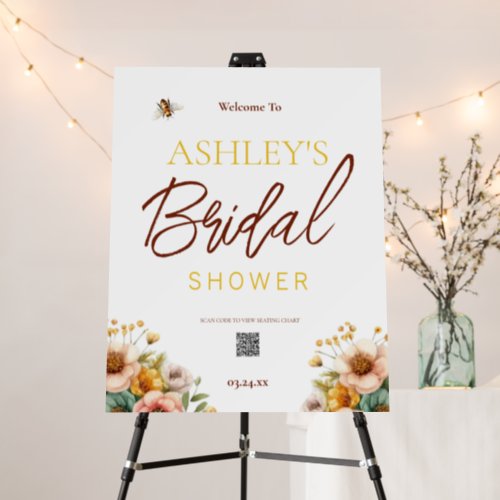 Rustic Bee Bridal Shower QR Code Welcome Sign