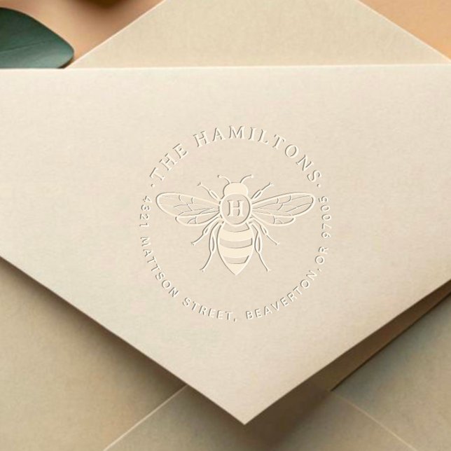 Rustic Bee Family Name Initial Return Address Embosser (Creator Uploaded)