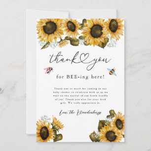 Rustic Bee Gender Reveal Thank You Card