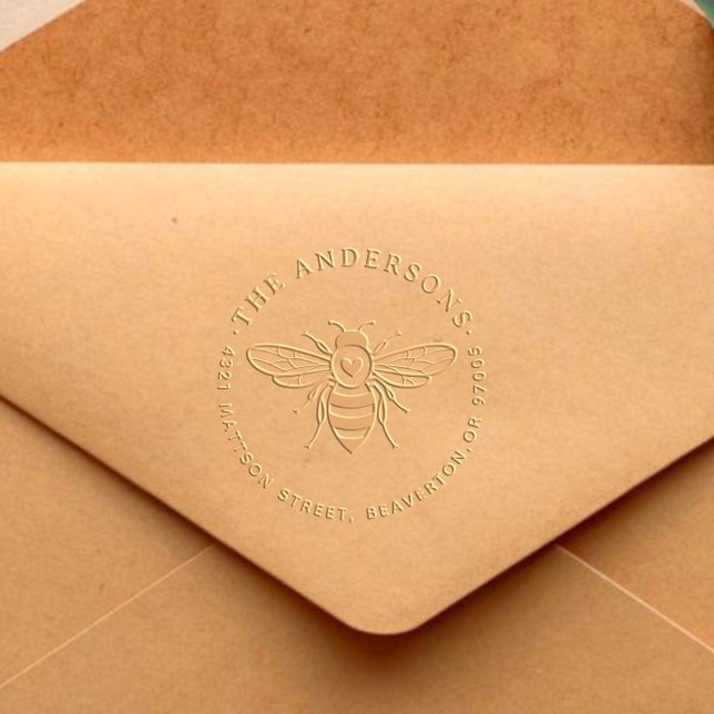 Rustic Bee | Heart Family Return Address Embosser (Creator Uploaded)