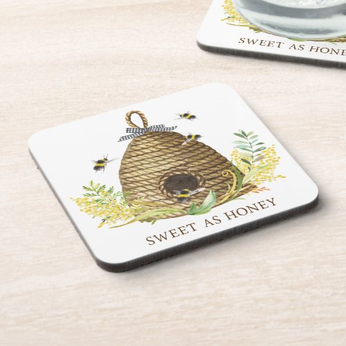 Rustic Bee Hive Sweet As Honey  Serving Tray Beverage Coaster