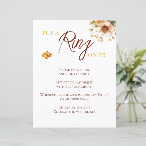 Rustic Bee Theme Bridal Shower Ring Game