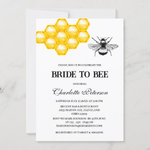 Rustic Bee Themed Bridal Shower Invitation