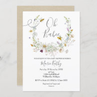Rustic Bee Wildflower Baby Shower Invitation