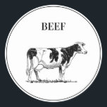Rustic Beef Wedding Meal Choice Classic Round Sticker<br><div class="desc">Elegant rustic wedding meal choice stickers - perfect to place on the back of place cards to specify your guests meal choice. Also perfect for rehearsal dinners and large family gatherings.</div>