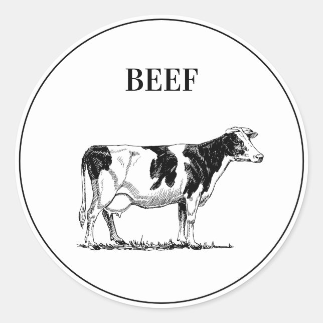 Rustic Beef Wedding Meal Choice Classic Round Sticker (Front)