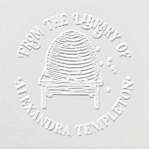 Rustic Beehive, Flying Bees #2 Library Book Name Embosser