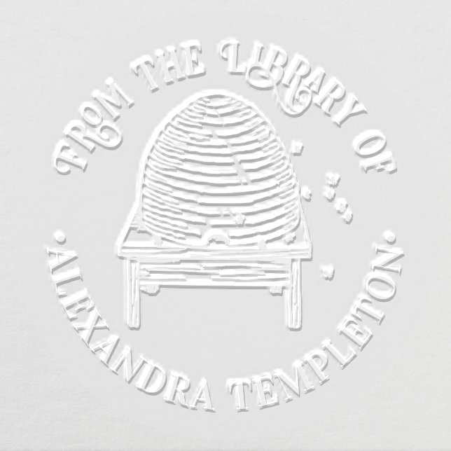 Rustic Beehive, Flying Bees #2 Library Book Name Embosser (Design)