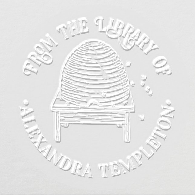 Rustic Beehive, Flying Bees #2 Library Book Name Embosser (Design)