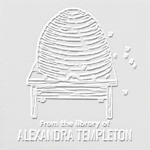 Rustic Beehive, Flying Bees #2 Library Book Name Embosser