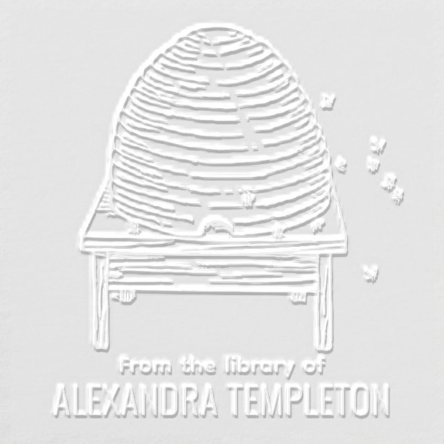 Rustic Beehive, Flying Bees #2 Library Book Name Embosser (Design)
