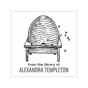 Rustic Beehive, Flying Bees #2 Library Book Name Self-inking Stamp