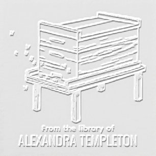 Rustic Beehive Flying Bees #4 Library Book Name Embosser