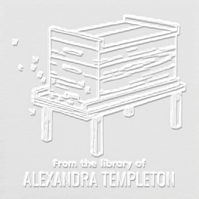 Rustic Beehive Flying Bees #4 Library Book Name Embosser (Design)