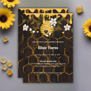 Rustic Beehive Honeybees Baby Shower Invitation