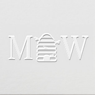 Rustic Beehive with Bees Couple Wedding 2 Initial Embosser