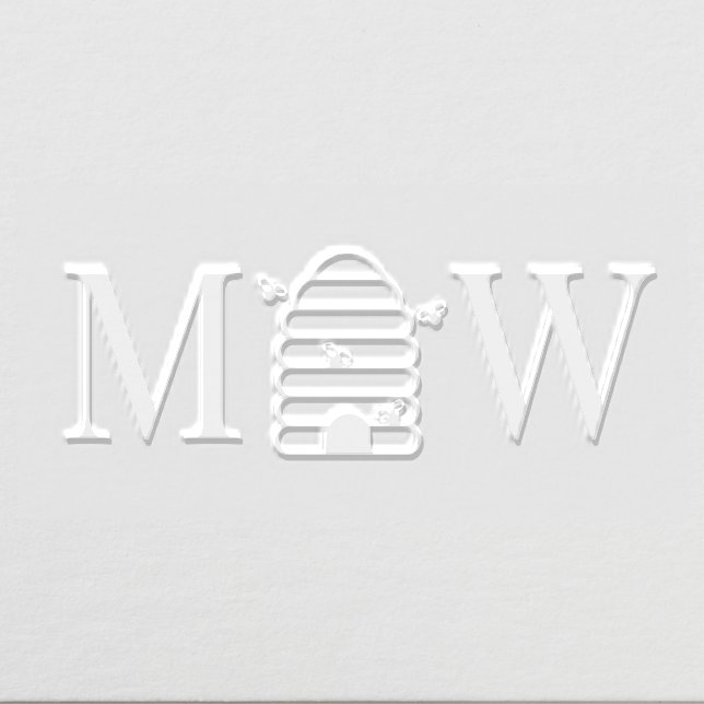 Rustic Beehive with Bees Couple Wedding 2 Initial  Embosser (Design)