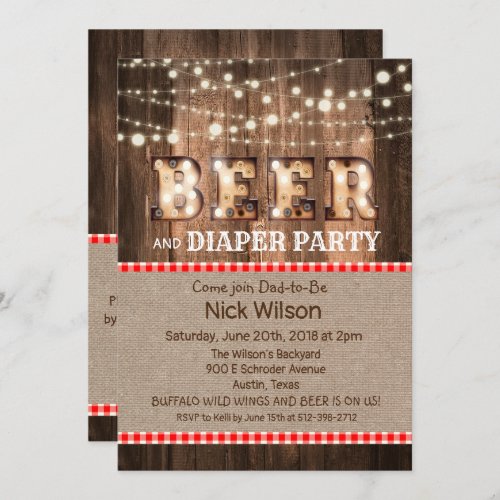 Rustic Beer and Diaper Party Invitation