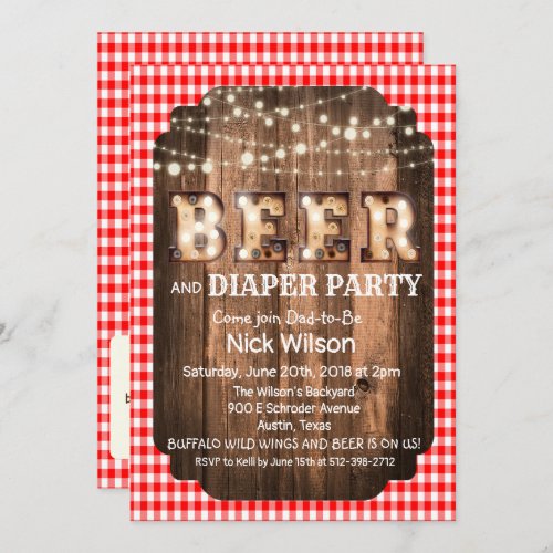 Rustic Beer and Diaper Party Invitation