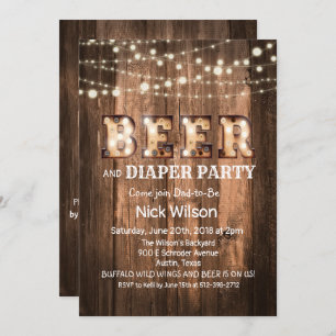 Rustic Beer and Diaper Party Invitation