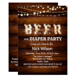 Rustic Beer and Diaper Party Invitation