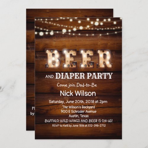 Rustic Beer and Diaper Party Invitation