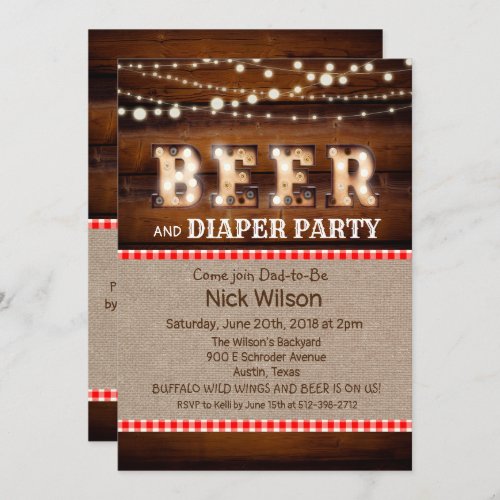 Rustic Beer and Diaper Party Invitation