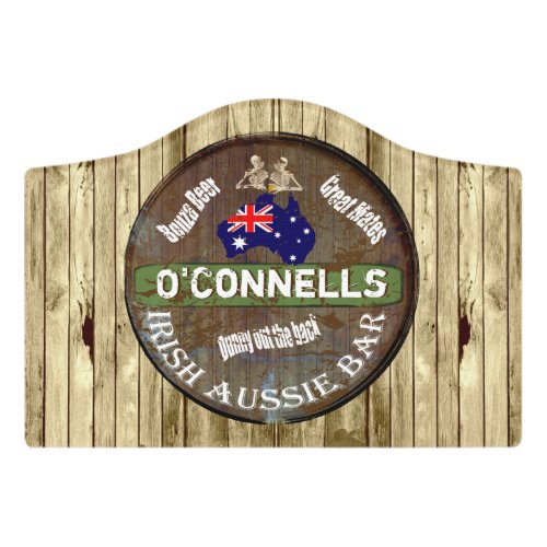 Rustic beer barrel Irish Aussie pub Door Sign