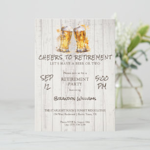 Rustic Beer Cheers to Retirement Party Invitation