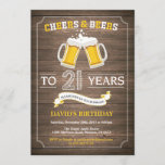 Rustic Beer Surprise 21st Birthday Invitation<br><div class="desc">Cheers and Beers 21st Birthday Invitation Card with rustic wood background. For further customization,  please click the "Customize it" button and use our design tool to modify this template.</div>