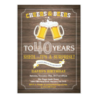 Rustic Beer Surprise 40th Birthday Invitation