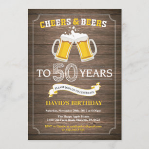Rustic Beer Surprise 50th Birthday Invitation