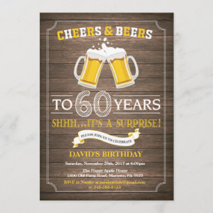 Rustic Beer Surprise 60th Birthday Invitation