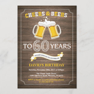 Rustic Beer Surprise 60th Birthday Invitation