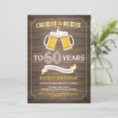 Rustic Beer Surprise 60th Birthday Invitation (Standing Front)