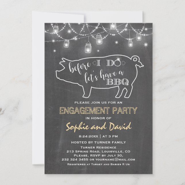 Rustic Before I DO'S Chalk Engagement Party Invitation (Front)