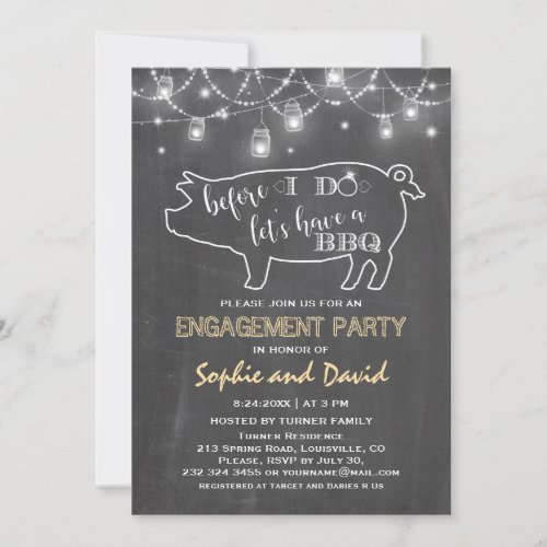Rustic Before I DOS Chalk Engagement Party Invitation