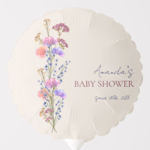 Rustic Beige Acrylic Floral Bouquet Baby Shower Balloon