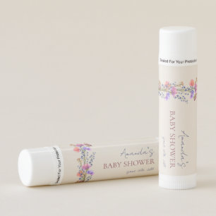 Rustic Beige Acrylic Floral Bouquet Baby Shower Lip Balm