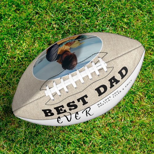 Rustic Beige Best Dad Ever Fathers Day Photo Football