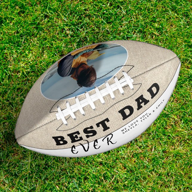 Rustic Beige Best Dad Ever Father`s Day Photo Football (Creator Uploaded)
