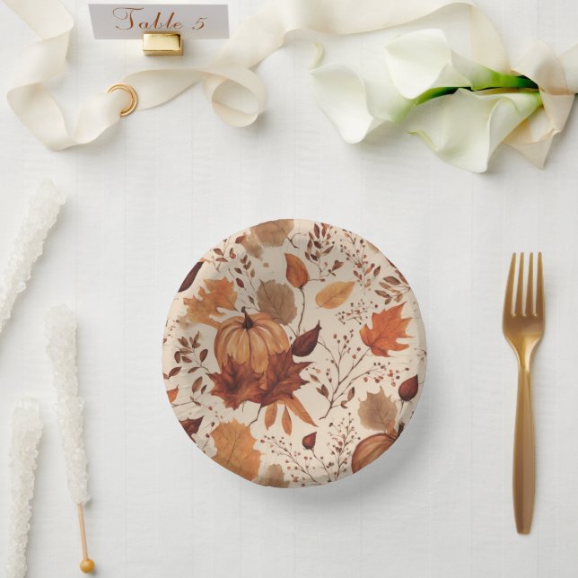 Rustic Beige Brown Maple Leaves Autumn Wedding Paper Bowls (Wedding)