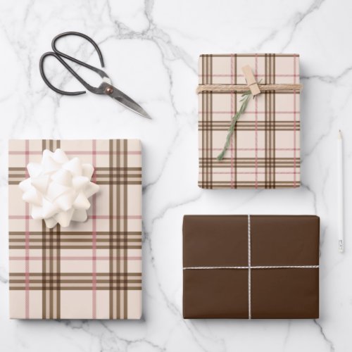 Rustic Beige Brown Tartan Plaid Wrapping Paper