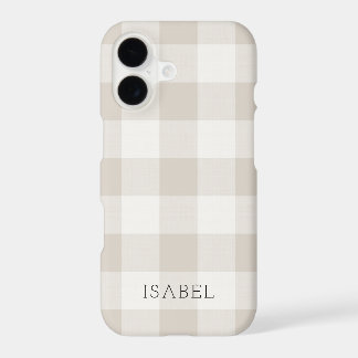 Rustic Beige Buffalo Check Monogram iPhone 17 Case