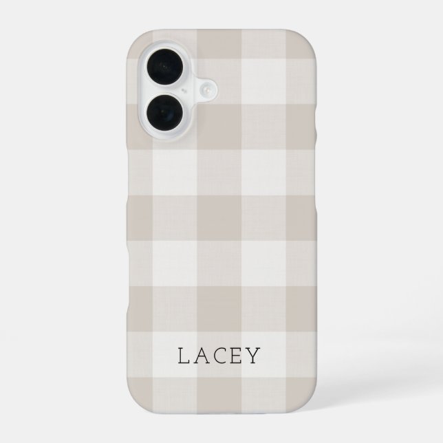 Rustic Beige Buffalo Check Monogram Iphone Case (Back)