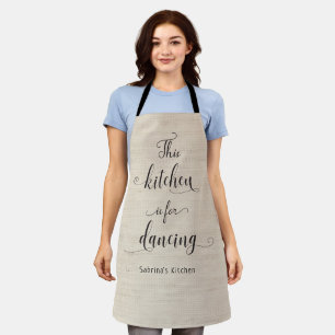 Rustic Beige Burlap Funny Kitchen Quote Text Apron