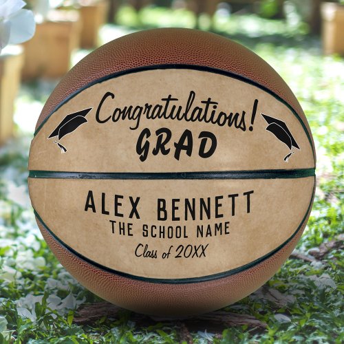 Rustic Beige Congratulations Grad Graduation Basketball